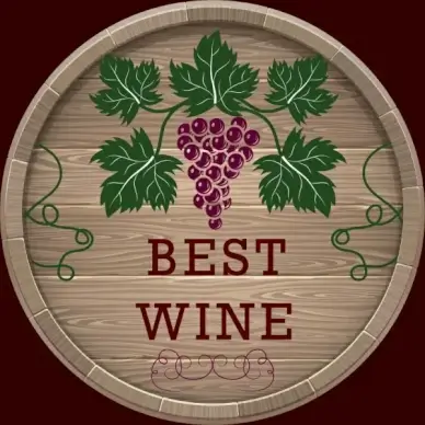 wine quality label classical wooden barrel grapes decoration