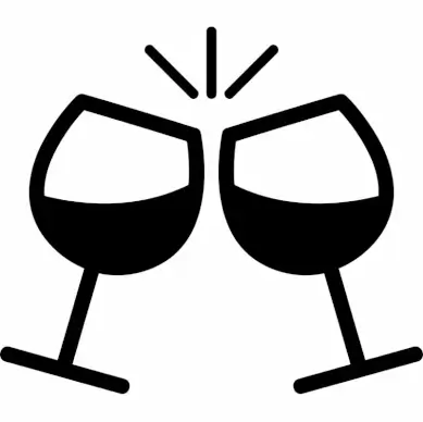 wineglass clinking sign icon flat black white dynamic sketch