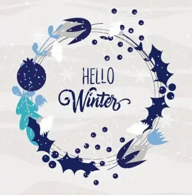 winter background circle wreath icon classical design