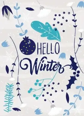 winter background plant icons classical design