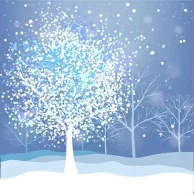 winter background snow leafless tree ornament