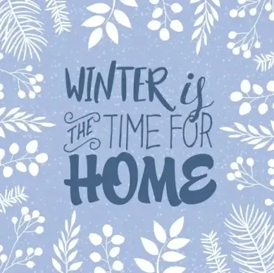 winter banner blue white design calligraphic leaves ornament