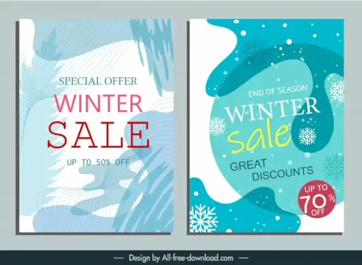 winter celebration promo template elegant leaf curves snowflakes decor