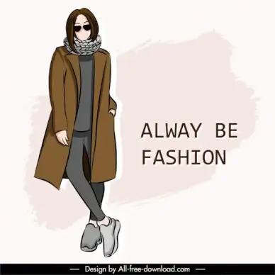 winter fashion poster cartoon character sketch