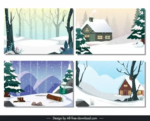winter landscape collection elegant classic snowy scene 