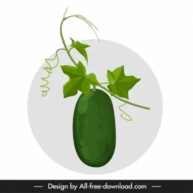 winter melon icon fruit leaves stem sketch classic handdrawn 