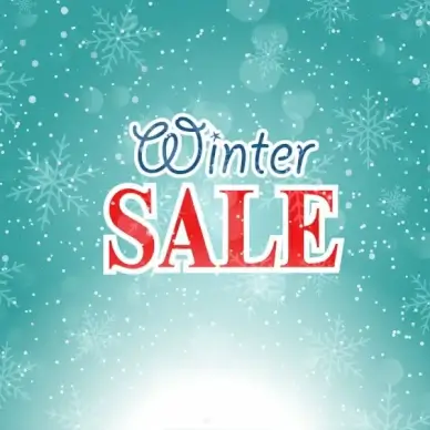 winter sale background bright dazzling bokeh snowflake icons