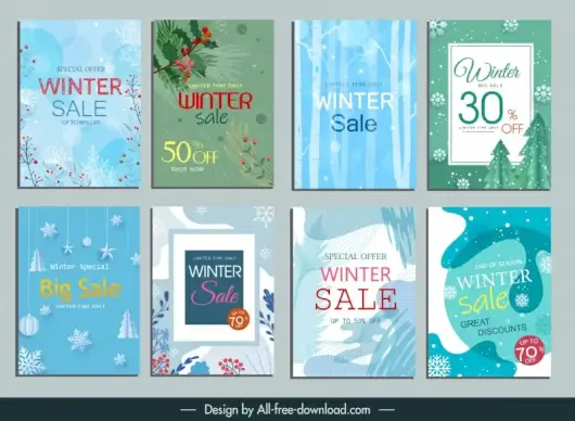 winter sale promotion banners collection elegant xmas decor