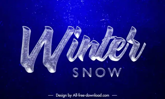 winter styles sign banner realistic ice texts decor