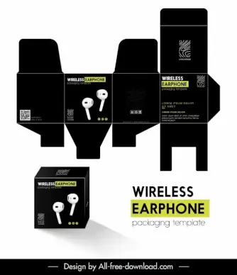 wireless earphone package template modern dark eleagnce