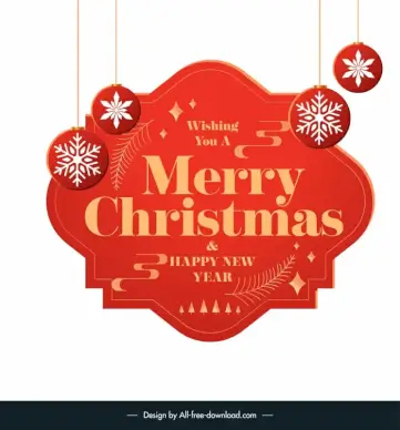 wishing you a merry christmas happy new year typography design elements elegant flat frame bauble balls snowflakes texts decor