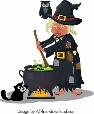 witch icon old woman sketch cartoon character