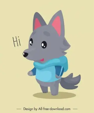 wolf character icon cute stylized cartoon sketch