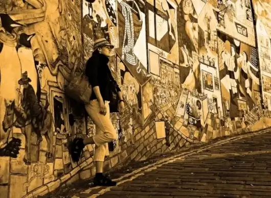 woman and wall