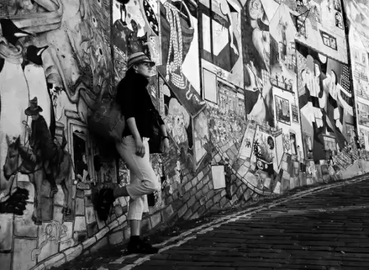 woman and wall