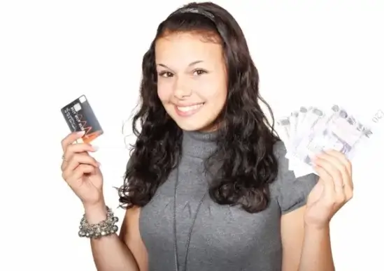 woman credit card and money