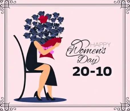 woman day card template woman rose icons decoration