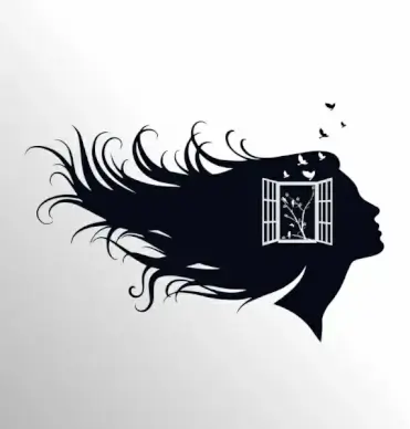 woman head background black silhouette window decoration