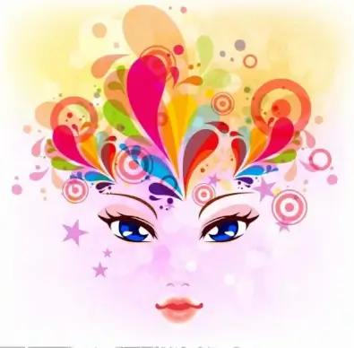 woman portrait background colorful curves decoration