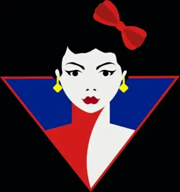 woman portrait drawing triangle design dark colorful decoration