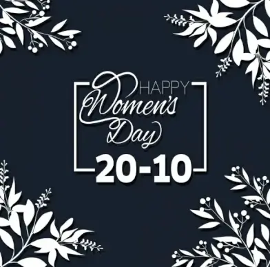 women day banner black white flowers calligraphic design