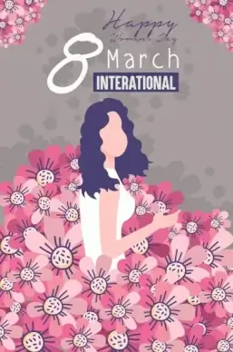 women day banner flowers decor classical design