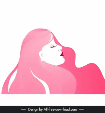 womens day backdrop woman face dynamic hair flat sketch
