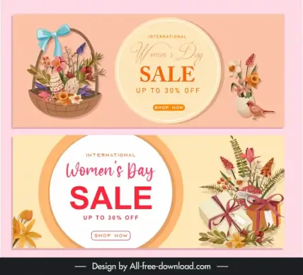 womens day sale banner templates elegant nature elements gifts decor