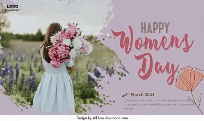 wonmens day love banner template modern classic handdrawn grunge realistic design