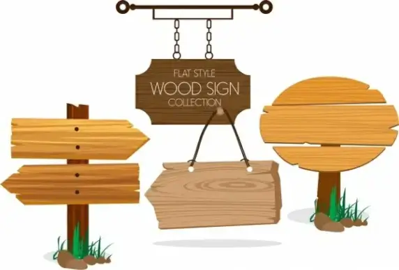 wood sign collection various flat shapes