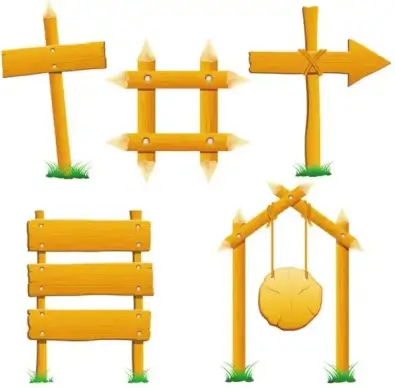 wood signs 01 vector
