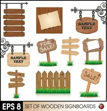 wood signs 02 vector