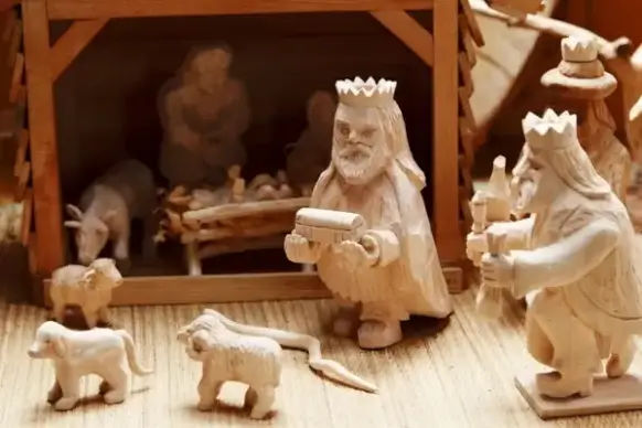 wooden nativity scene