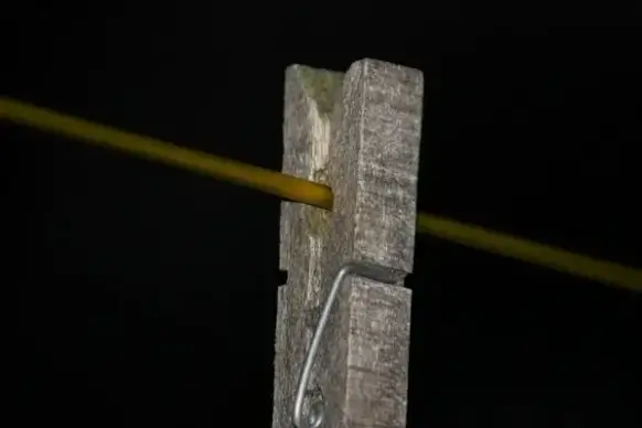 wooden peg on a washing line
