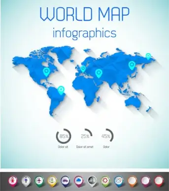 word map infographic with pin