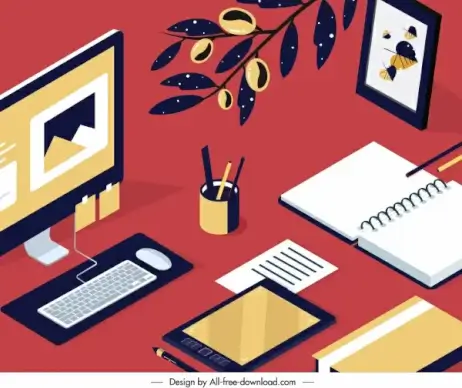 work desk painting colorful classic design
