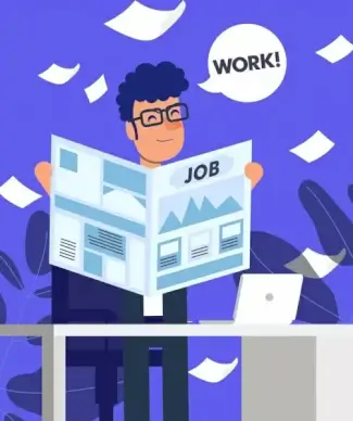work hunter background man newspaper icons cartoon character