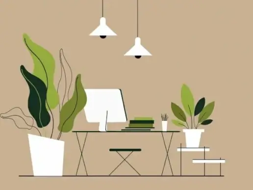work place background desk computer furniture icons sketch