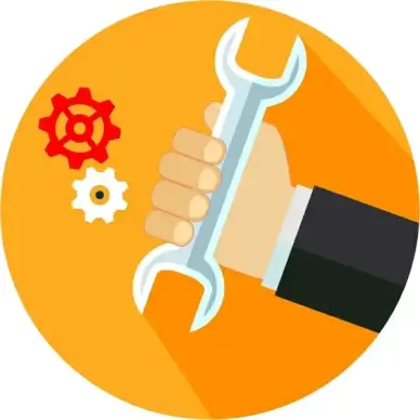 work solving concept illustration with wrench in hand