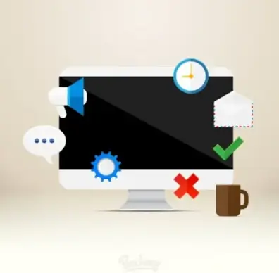working day in front of a desktop