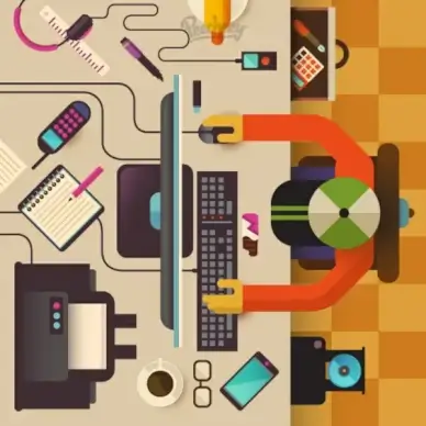 working playing desktop concept