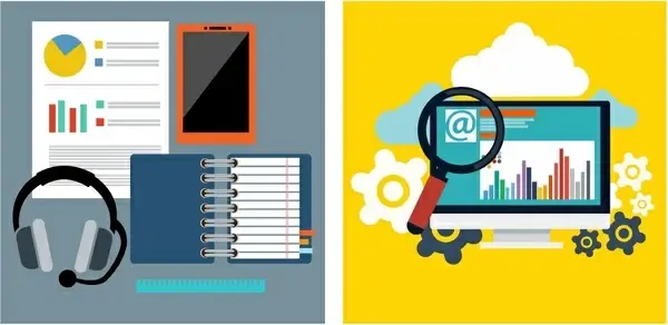 working tools illustration with office elements