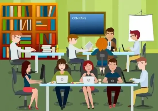 workplace background human icons 3d colored decor