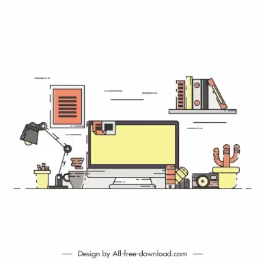 workspace backdrop template flat retro sketch 