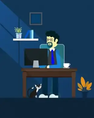 workspace background man interior icons dark decoration