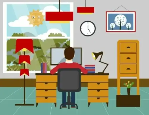 workspace decoration working man icon multicolored design
