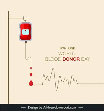 world blood donor day banner template flat blood medical elements sketch
