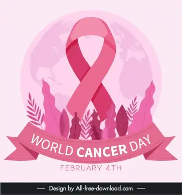 world cancer day banner template global earth leaves ribbon decor