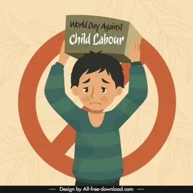 world day against child labour poor working hard boy cartoon