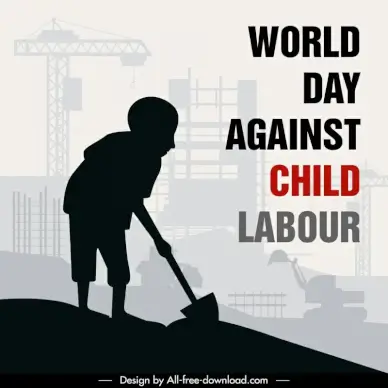world day against child labour poster template dynamic silhouette